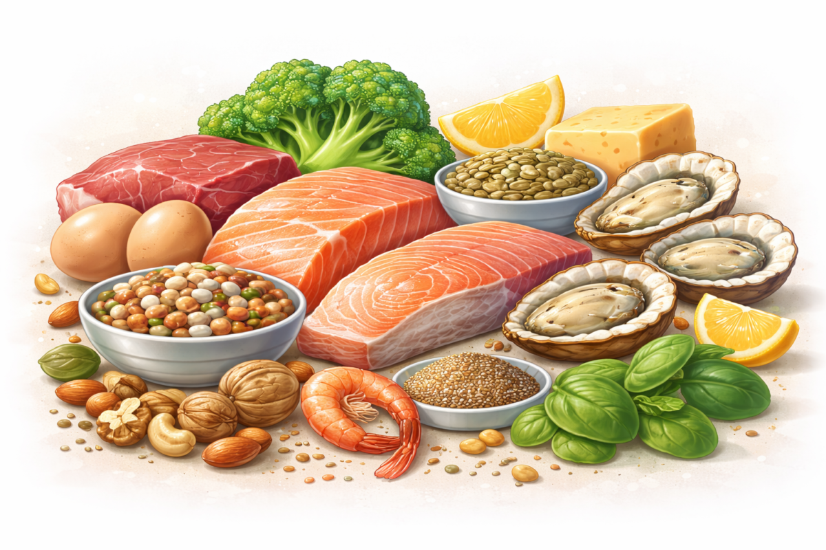 cinko šaltiniai maiste